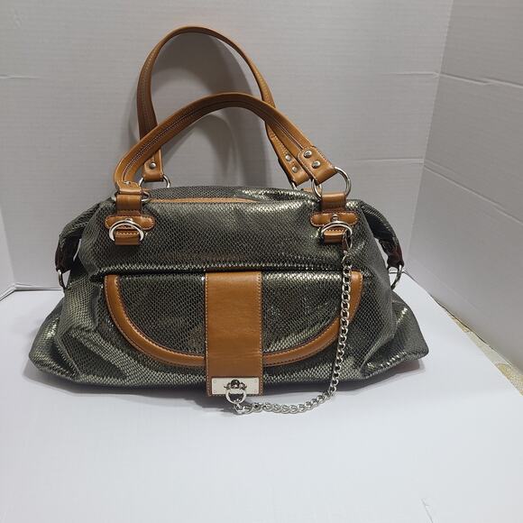 Large Y2K Twiggy London Handbag Metallic Animal Print Purse Clean - Picture 3 of 9